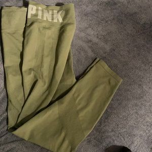 New PINK Active seamless olive green leggings .